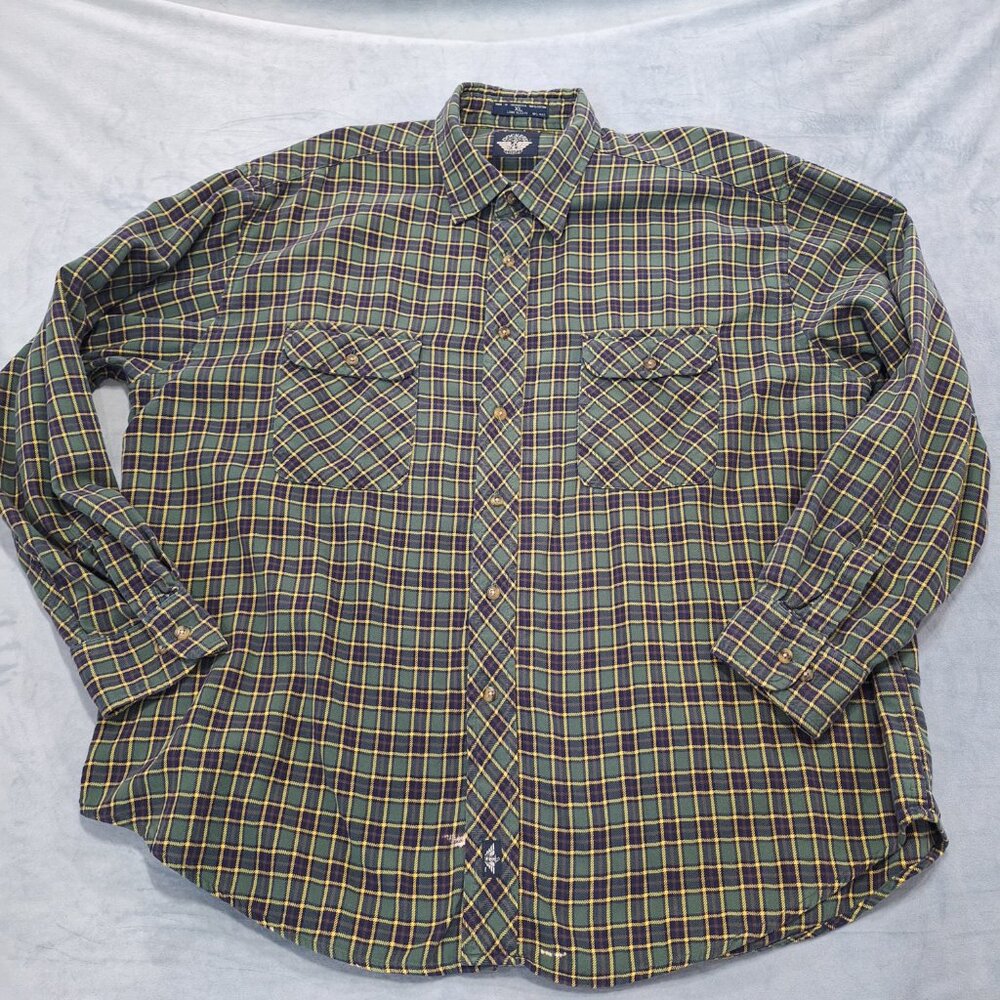Levi's Dockers Men XL Flannel Blue, Green, Yellow, Plaid Long Sleeve Shirt